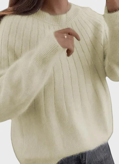 Irena™ - Ümarate kaelustega kootud sviiter ja pehme krae