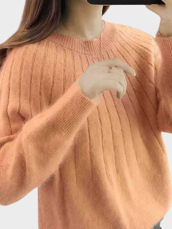 Irena™ - Ümarate kaelustega kootud sviiter ja pehme krae