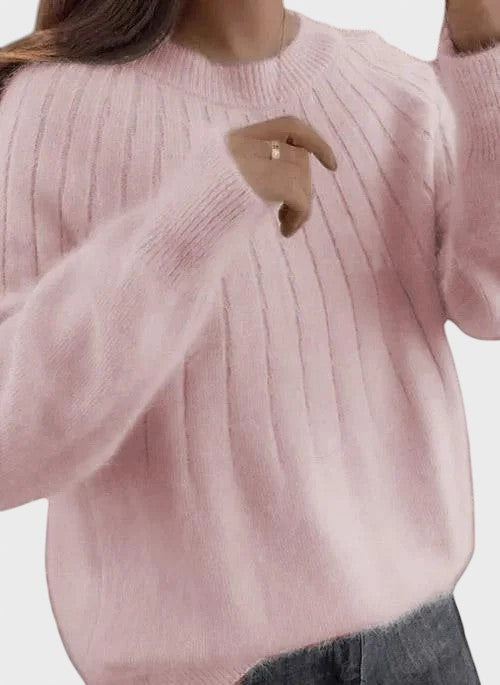 Irena™ - Ümarate kaelustega kootud sviiter ja pehme krae