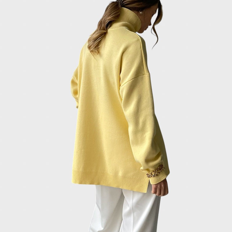 Lyuba™ - Üks suurus oversize kudumispullover kõrge kaelusega