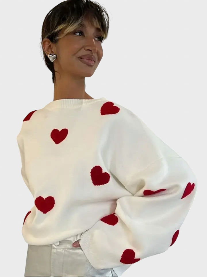 Hristina™ - Kudumipullover tikitud südamega