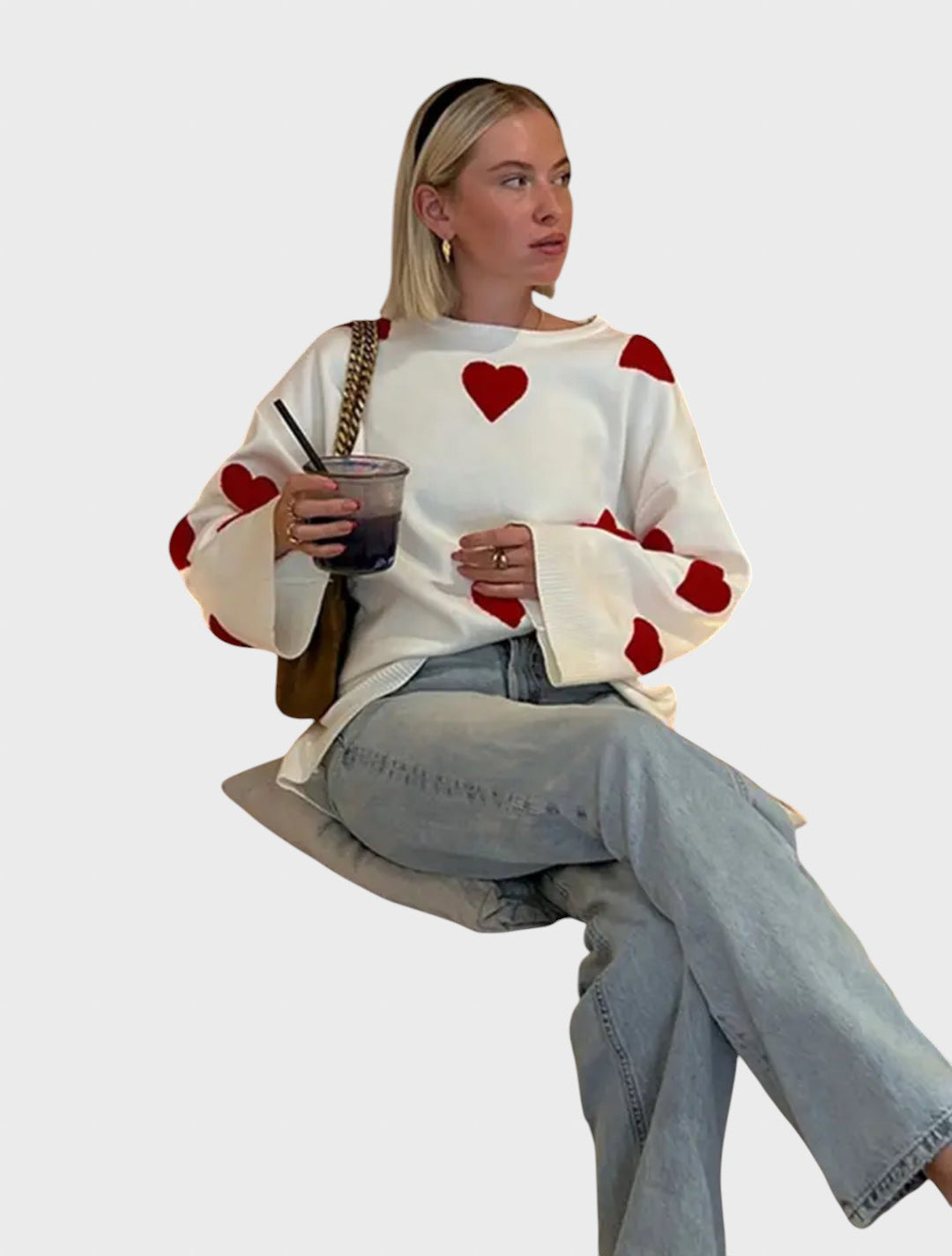 Hristina™ - Kudumipullover tikitud südamega