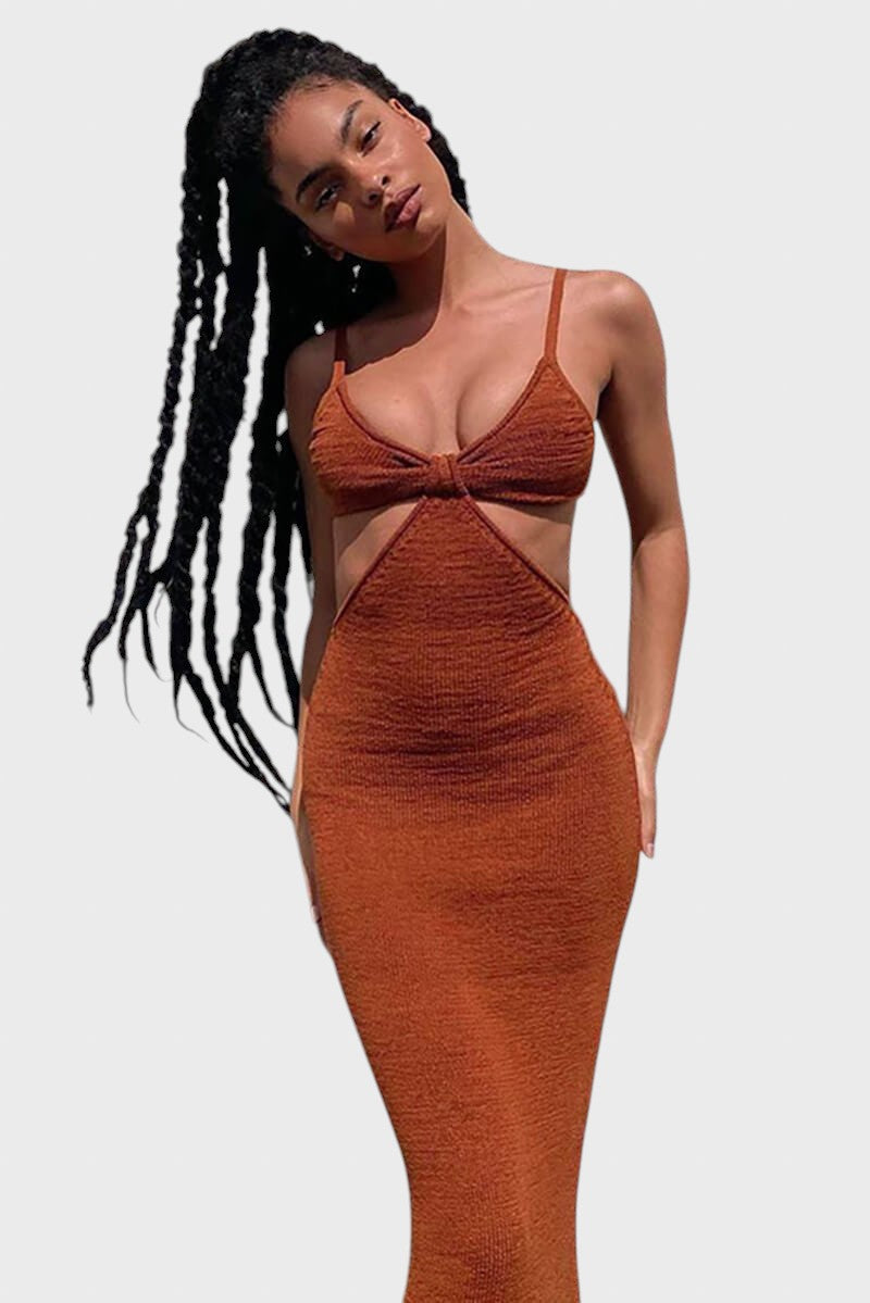 Iliyana™ - Kootud midi kleit lõhikuga