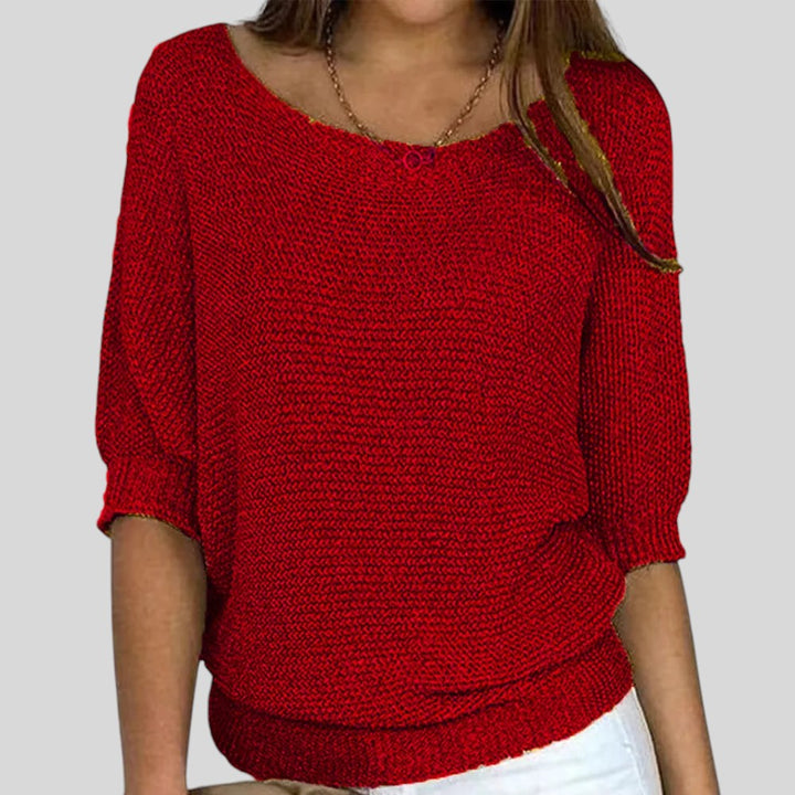 Biliana™ - Igapäevane sviiter ümmarguse kaelusega ja kolmeveerandi varrukatega