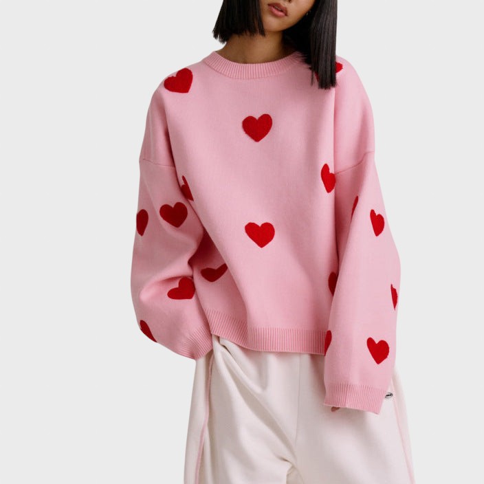 Hristina™ - Kudumipullover tikitud südamega