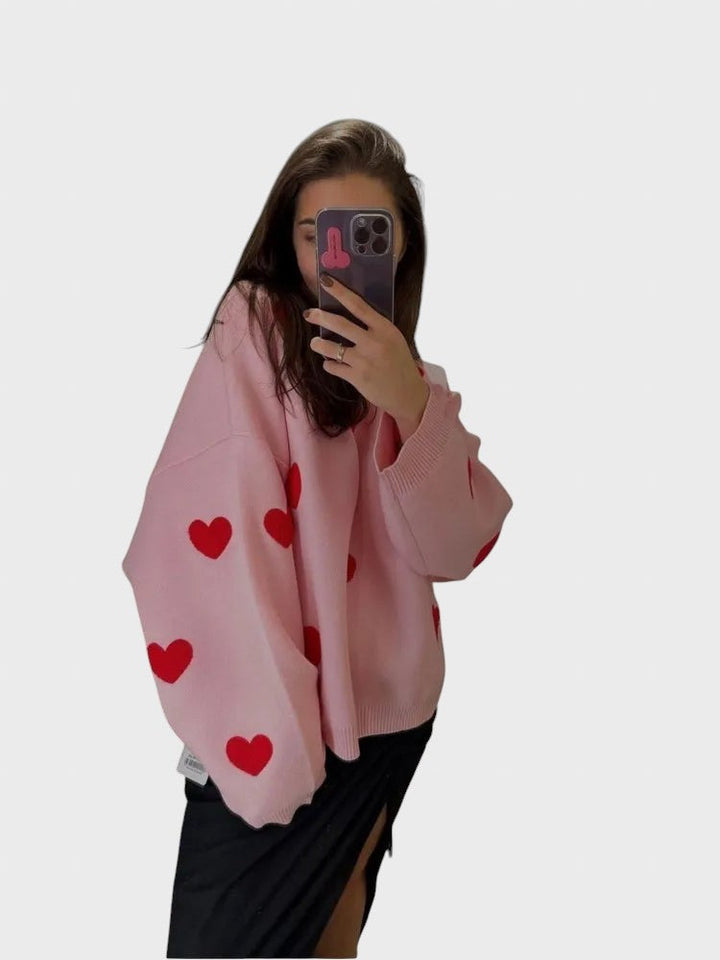 Hristina™ - Kudumipullover tikitud südamega