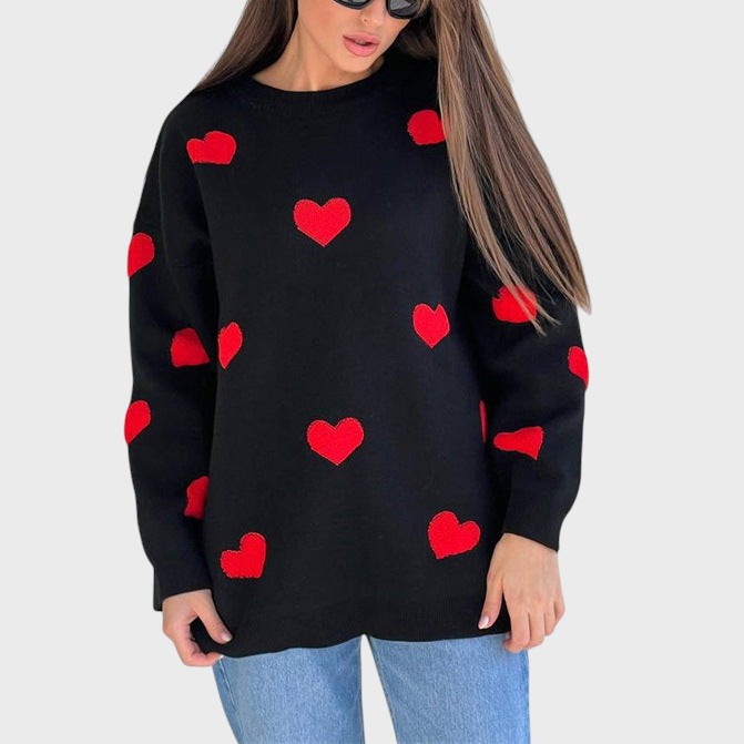 Hristina™ - Kudumipullover tikitud südamega